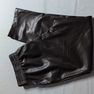 DKNY faux leather pants women elastic waist  size L NWOT